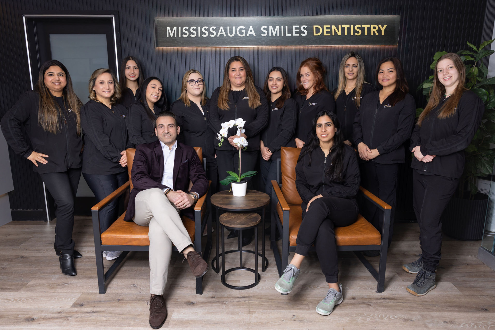 The full Mississauga Smiles Dentistry team inside the clinic